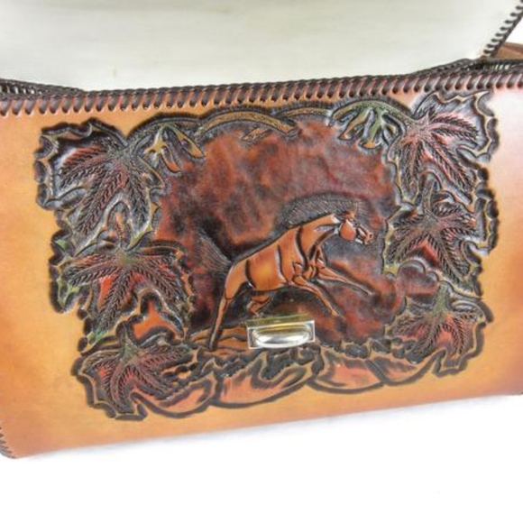 Vintage 50s 60s Hand Tooled Leather Western Purse - Picture 5 of 8
